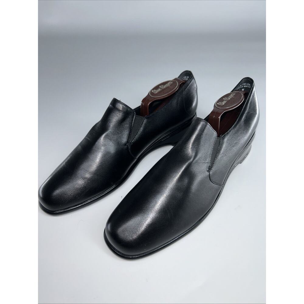 Munro Walking Wedge Womens Black Leather Wedge Loafers Shoes Size 11